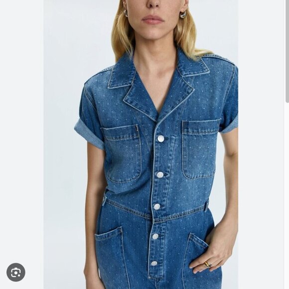 Pistola Grover Denim Jumpsuit NWT Utopia Dot Size Medium - Picture 3 of 8